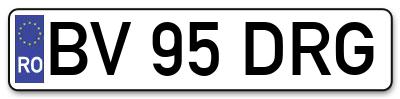 Placuta inmatriculare numar auto  BV-95-DRG, BV 95 DRG, BV95DRG