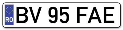 Placuta inmatriculare numar auto  BV-95-FAE, BV 95 FAE, BV95FAE