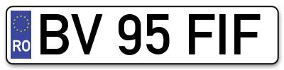 Placuta inmatriculare numar auto  BV-95-FIF, BV 95 FIF, BV95FIF