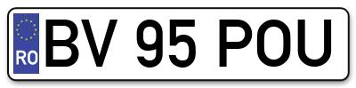 Placuta inmatriculare numar auto  BV-95-POU, BV 95 POU, BV95POU