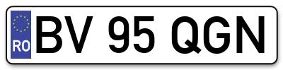 Placuta inmatriculare numar auto  BV-95-QGN, BV 95 QGN, BV95QGN