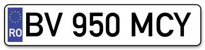 Placuta inmatriculare numar auto  BV-950-MCY, BV 950 MCY, BV950MCY