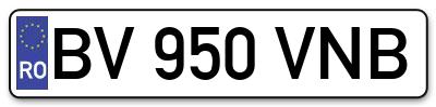 Placuta inmatriculare numar auto  BV-950-VNB, BV 950 VNB, BV950VNB