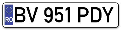 Placuta inmatriculare numar auto  BV-951-PDY, BV 951 PDY, BV951PDY