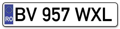 Placuta inmatriculare numar auto  BV-957-WXL, BV 957 WXL, BV957WXL