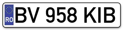 Placuta inmatriculare numar auto  BV-958-KIB, BV 958 KIB, BV958KIB