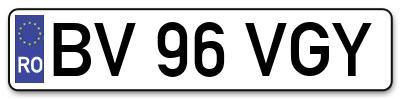 Placuta inmatriculare numar auto  BV-96-VGY, BV 96 VGY, BV96VGY