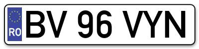 Placuta inmatriculare numar auto  BV-96-VYN, BV 96 VYN, BV96VYN