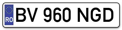 Placuta inmatriculare numar auto  BV-960-NGD, BV 960 NGD, BV960NGD