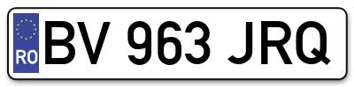 Placuta inmatriculare numar auto  BV-963-JRQ, BV 963 JRQ, BV963JRQ