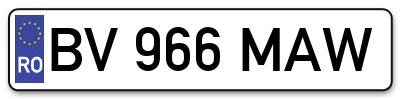 Placuta inmatriculare numar auto  BV-966-MAW, BV 966 MAW, BV966MAW