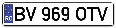 Placuta inmatriculare numar auto  BV-969-OTV, BV 969 OTV, BV969OTV