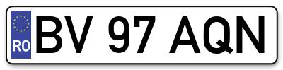 Placuta inmatriculare numar auto  BV-97-AQN, BV 97 AQN, BV97AQN