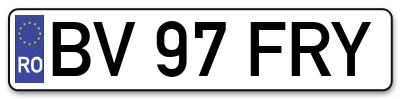 Placuta inmatriculare numar auto  BV-97-FRY, BV 97 FRY, BV97FRY