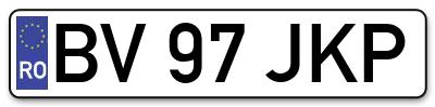 Placuta inmatriculare numar auto  BV-97-JKP, BV 97 JKP, BV97JKP