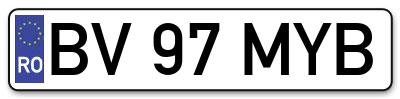 Placuta inmatriculare numar auto  BV-97-MYB, BV 97 MYB, BV97MYB