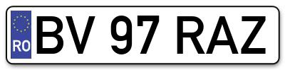 Placuta inmatriculare numar auto  BV-97-RAZ, BV 97 RAZ, BV97RAZ