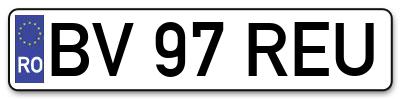 Placuta inmatriculare numar auto  BV-97-REU, BV 97 REU, BV97REU