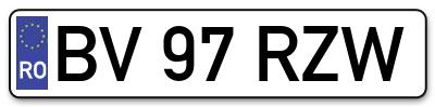 Placuta inmatriculare numar auto  BV-97-RZW, BV 97 RZW, BV97RZW