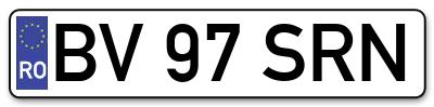 Placuta inmatriculare numar auto  BV-97-SRN, BV 97 SRN, BV97SRN