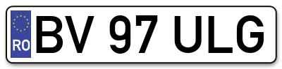 Placuta inmatriculare numar auto  BV-97-ULG, BV 97 ULG, BV97ULG