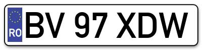 Placuta inmatriculare numar auto  BV-97-XDW, BV 97 XDW, BV97XDW