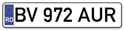 Placuta inmatriculare numar auto  BV-972-AUR, BV 972 AUR, BV972AUR