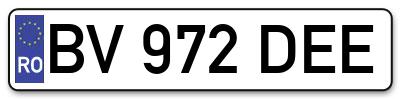 Placuta inmatriculare numar auto  BV-972-DEE, BV 972 DEE, BV972DEE