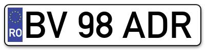 Placuta inmatriculare numar auto  BV-98-ADR, BV 98 ADR, BV98ADR