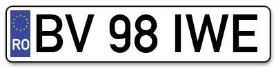 Placuta inmatriculare numar auto  BV-98-IWE, BV 98 IWE, BV98IWE