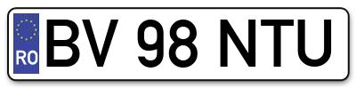 Placuta inmatriculare numar auto  BV-98-NTU, BV 98 NTU, BV98NTU