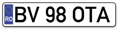 Placuta inmatriculare numar auto  BV-98-OTA, BV 98 OTA, BV98OTA