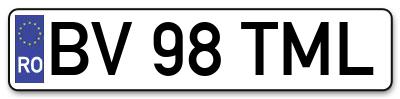 Placuta inmatriculare numar auto  BV-98-TML, BV 98 TML, BV98TML