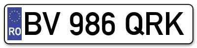 Placuta inmatriculare numar auto  BV-986-QRK, BV 986 QRK, BV986QRK