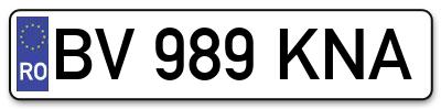 Placuta inmatriculare numar auto  BV-989-KNA, BV 989 KNA, BV989KNA