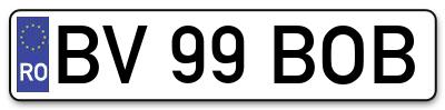 Placuta inmatriculare numar auto  BV-99-BOB, BV 99 BOB, BV99BOB