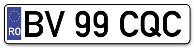 Placuta inmatriculare numar auto  BV-99-CQC, BV 99 CQC, BV99CQC