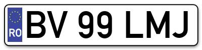 Placuta inmatriculare numar auto  BV-99-LMJ, BV 99 LMJ, BV99LMJ