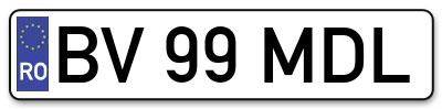 Placuta inmatriculare numar auto  BV-99-MDL, BV 99 MDL, BV99MDL