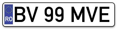 Placuta inmatriculare numar auto  BV-99-MVE, BV 99 MVE, BV99MVE