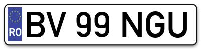 Placuta inmatriculare numar auto  BV-99-NGU, BV 99 NGU, BV99NGU