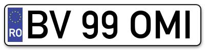 Placuta inmatriculare numar auto  BV-99-OMI, BV 99 OMI, BV99OMI