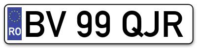 Placuta inmatriculare numar auto  BV-99-QJR, BV 99 QJR, BV99QJR