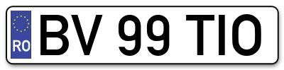 Placuta inmatriculare numar auto  BV-99-TIO, BV 99 TIO, BV99TIO