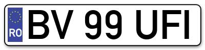 Placuta inmatriculare numar auto  BV-99-UFI, BV 99 UFI, BV99UFI