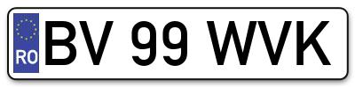 Placuta inmatriculare numar auto  BV-99-WVK, BV 99 WVK, BV99WVK
