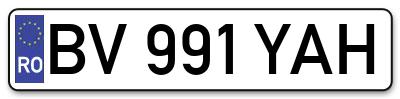 Placuta inmatriculare numar auto  BV-991-YAH, BV 991 YAH, BV991YAH