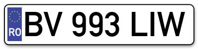 Placuta inmatriculare numar auto  BV-993-LIW, BV 993 LIW, BV993LIW