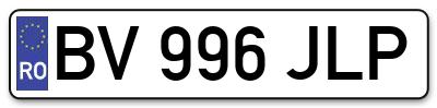 Placuta inmatriculare numar auto  BV-996-JLP, BV 996 JLP, BV996JLP