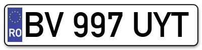 Placuta inmatriculare numar auto  BV-997-UYT, BV 997 UYT, BV997UYT